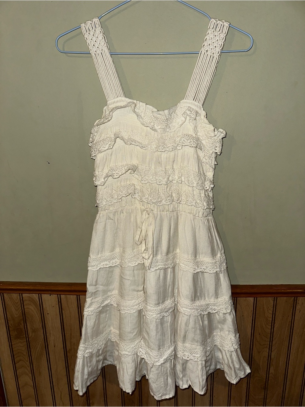 Vintage Havana White Ruffled Tiered Mini Dress
